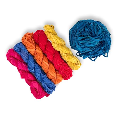 100% Recycled Saree (Sari) Silk Ribbon Yarn - Bulky Weight - 50 Yards per 100 Grams | Knitting & Crocheting | Jewelry Making, Gift Wrapping and Weaving (Harvest Gold) - color: Harvest Gold