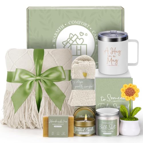 Get Well Gifts for Women After Surgery, Sending Sunshine Relaxing Gift Baskets for Mom Women Her Best Friend Wife Daughter Birthday Gifts Self Care Kit, Get Well Soon Spa Basket Care Package - color: Ivory White