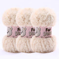 3 Skeins Faux Fur Yarn Soft Fluffy for Crocheting - Chunky Fuzzy Yarn for Crochet Amigurumi, Blankets, Scarves and Sweaters - Each 3.5 oz/100 g, 71 yds/65 m (3, Beige) - color: Beige