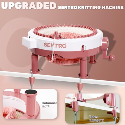 SENTRO Upgraded Knitting Machine 48 Needles,Smart Circular Crochet Machine | Powerful Knitting Kit with Gife Box, Knitting Gife for Adults Beginners, DIY Efficient Yarn Maker for Hat, Scarves, Socks - color: Upgraded 48Pink