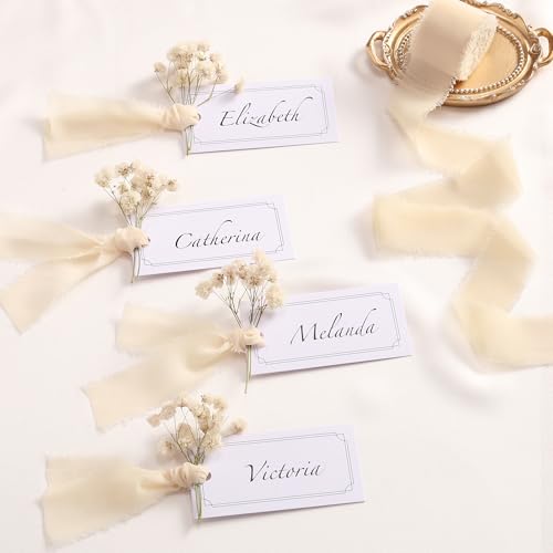 DORIS HOME Handmade Frayed Fringe Chiffon Ribbon 1" x 21Yd Blue & Ivory | Fabric Ribbon, For Flower Bouquet/Gift Wrapping/Wedding Invitations/Party Decorations - color: Blue and Ivory