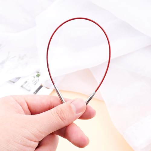 WAZAIGUR Interchangeable Circular Knitting Needles Cable 7.9inch/20cm | Durable, Smooth, Fit Interchangeable knitting needles, Polished Metal Connector Head, Metallic Cable - size: 7.9inch/20cm