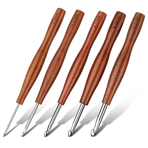 Nitlak 2/3/4/5/6mm Crochet Hook Set, Aluminum Ergonomic Crochet Needles | Aluminum Ergonomic Crochet Hooks for Arthritic Hands, 5 Size Crochet Kit for Beginners Knitting Sweaters - size: 5 Size-2.0mm/3.0mm/4.0mm/5.0mm/6.0mm