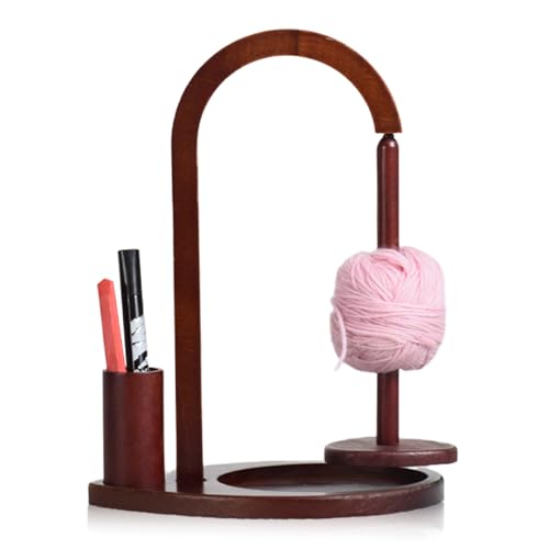 Joyeee Magnetic Wooden Yarn Holder for Crocheting, Yarn Spool Holder with Knitting Accessories Storage Organizer for Granny Yarn Storage, Crocheting and Knitting Accessories, Walnut - color: Walnut Color