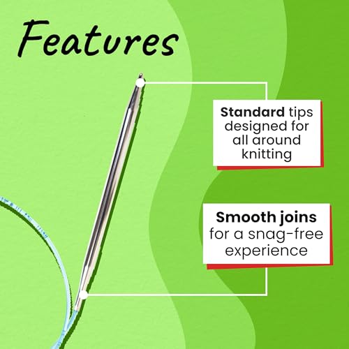 skacel by addi Turbo Circular Knitting Needles, Fixed 24 Inch (60 cm) Plated Brass Tips with Flexible Nylon Cord, 4.5 mm (US Size 7) - size: 4.50 mm