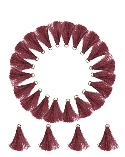 MSCFTFB 100 Pieces Mini Tassels Mala Tassel Kit with Jump Rings for Earring Necklace Jewelry Making Garland Keychain Charms Crafts Decorations(Rose Brown) - color: Rosebrown