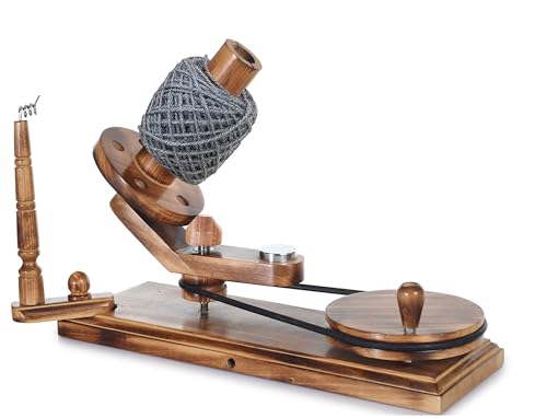 Brainmart Hand Operated Wooden Yarn Ball Winder and Yarn Swift Wool Speedy Winder String Holder Knitting Crochet Accessories Knitter's Gift (Antique Beachwood (Winder)) - color: Antique Beachwood (Winder)