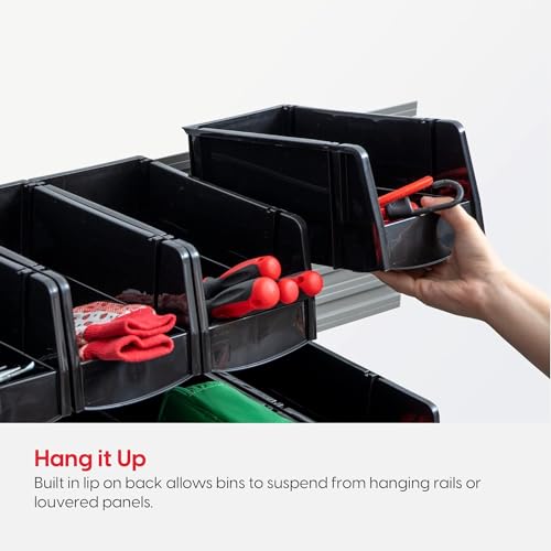 IRIS USA 6-Pack, Extra Large Stackable Storage Bins, Black | Organize small parts, hardware, craft supplies, pantry items, and household essentials with open-front access, stackable bins - size: X Large - 6 Pack