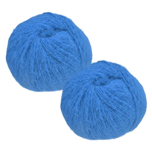 PATIKIL Wool Acrylic Blend Long Pile Yarn 2 Skeins Mohair Yarn Lace Weight for Crocheting Knitting Gloves Hats Socks Scarves, Sea Blue - color: Sea Blue