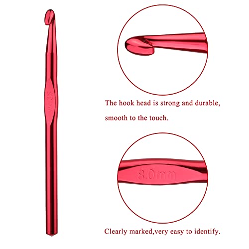 Iuuidu 8mm Aluminum Crochet Hook, Smooth Crochet Needles | Crochet Hooks for Arthritic Hands, Knitting Needles for Yarn Craft, Great Handmade DIY Present for Friends, Random Color - color: Aluminum Crochet Hook, size: 8.0mm