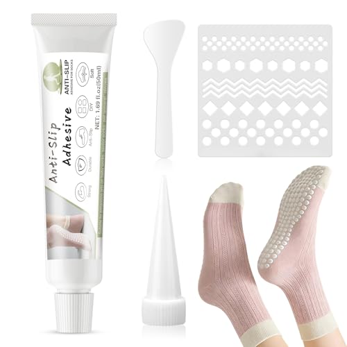 50ml White Sock Stop Glue, Washable Anti-Slip Coating for Socks | Water-based, latex-free coating adds washable, waterproof grip to socks, pet socks, mats and other fabrics. - color: white