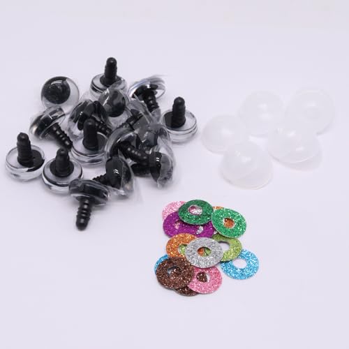 16pcs 20mm Safety Eyes for Crocheting, Sparkling Safety Eyes for Stuffed Animals, Glitter Crochet Eyes for Animals DIY Doll Making Crafts - color: Colorful B, size: 20mm
