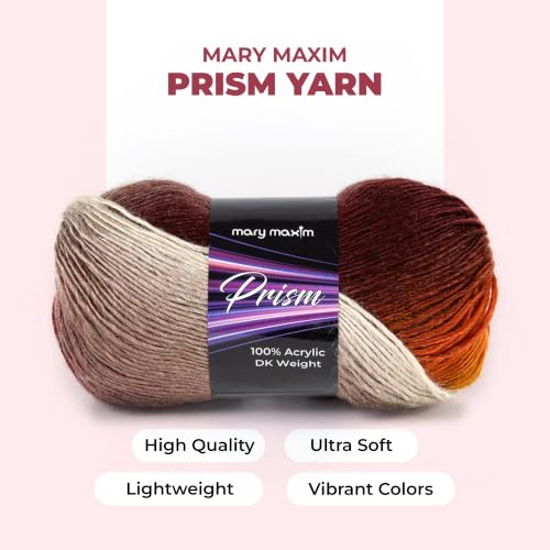 Mary Maxim Prism Yarn, Acrylic Multicolor DK Yarn, 290 Yards, Desert Unset | Ombre Yarn, 3 Weight, Machine Wash, For Knitting and Crochet, Create Baby Items, Blankets, Afghans, Clothing Variegated Yarn - color: Desert Sunset