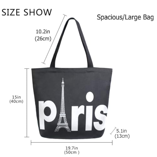 Chic Funny Cute Pattern Big Handle Extra Large Shoulder Tote Bag for Beach Travel Weekender Gym Grocery Shopping - style: #Eiffel Tower