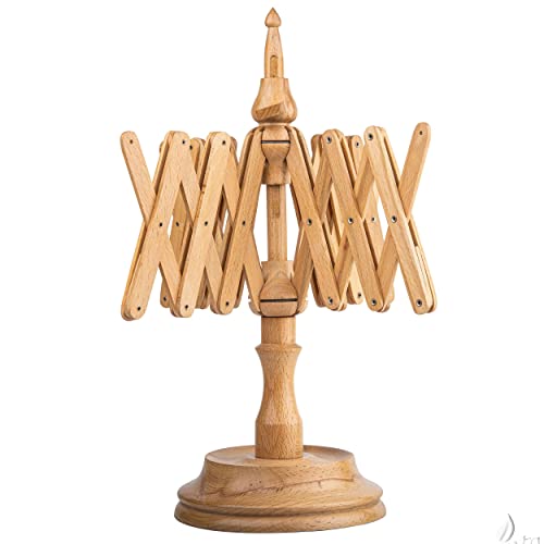 Beechwood Yarn Swift, Wooden Umbrella Hank Holder for Knitting | Steamed beech umbrella swift holds a full hank taut, spins freely, folds flat, tabletop clamp included. - color: Beechwood, size: Umbrella Swift