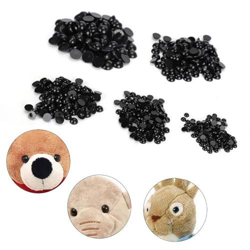 MOPFOL 500pcs Black Plastic Safety Eyes - Flat Bottom Domed Buttons for Doll Making, DIY Crafting & Sewing Accessories(S) - size: S