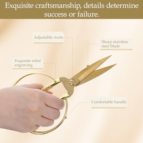 Ribbon Cutting Scissors, Giant Gold Scissors Grand Opening Scissor for All Ribbon Cutting and Inauguration Ceremonies Embossed Handle 7.48"