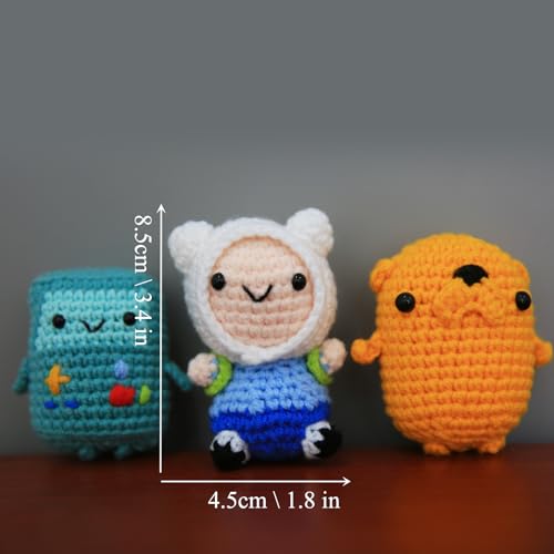 Siqinam 3 Pcs Adventure Crochet Series Cartoon Dolls Crochet Kit for Beginners, Crochet Starter Kits for Adults - 3 Kawaii Stuffed Animals - Cute DIY Yarn Plush with Step-by-Step Video Tutorials,