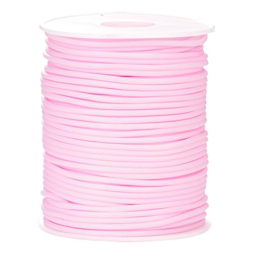 Hollow Rubber Tube Cord 54 Yards 2mm Light Pink Stitch Keeper with 1mm Hole | Tubing Knitting Barber Cord Rubber Saver Rubber Pipe with Spool for Knitting Projects Jewelry Making and Bead Creations - color: Light Pink