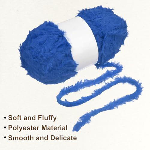 PATIKIL 65 Yards Soft Chunky Fluffy Fuzzy Faux Fur Yarn, 4 Skeins Chunky Fuzzy Yarn Fur Polyester for Crochet Knitting Blankets Scarves Sweaters Hat Shawls, Sea Blue - color: Sea Blue