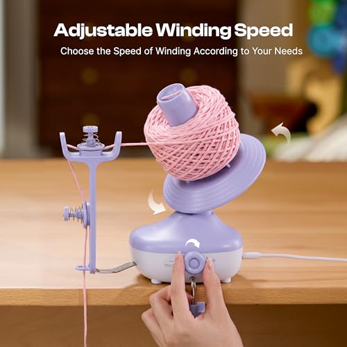 Caydo Electric Yarn Winder, Effortless Yarn Organizer for Crochet Lovers | Auto Winding with Dual Tension Spring Stepless Speed, Compact 7oz Pretty Cake, Ideal Helper for Yarn Enthusiasts Light Purple - color: Light Purple