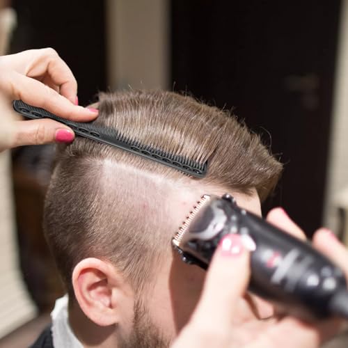 12Pcs Carbon Fiber Comb Set - Heat Resistant Hair Stylist Combs for Men & Women - Medium & Fine Tooth for Clipper Cuts