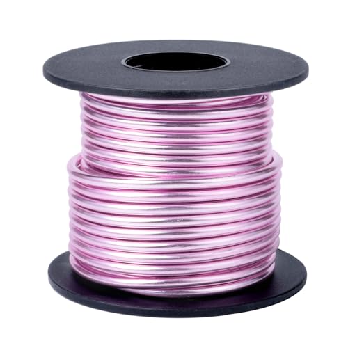 8 Gauge Aluminum Wire for Craft 32.8FT Pink Bendable Aluminum Wire Bulk | 3mm Flexible Aluminum Armature Crafting Wire Roll for Sculpting DIY Jewelry Making - color: Pink, size: 8 Gauge