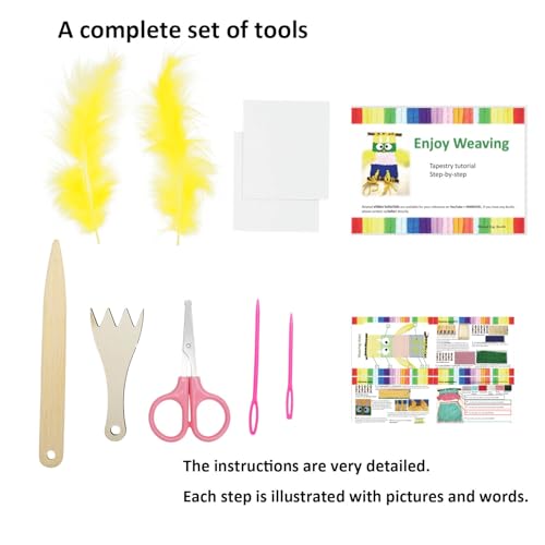 Weaving Loom for Kids/Child Includes 3 Yarn Craft Kits with Detailed Instructions for Easy Weaving Suitable for Children Aged 6+ - size: A4FT