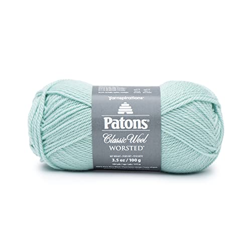 Patons Classic Wool Misty Green Yarn - 5 Pack of 3.5oz/100g - Wool - 4 Medium - 210 Yards - Knitting/Crochet - color: Misty Green, size: 5 Pack