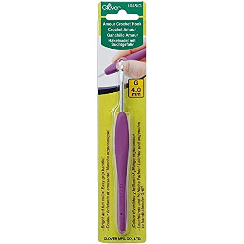 Clover 1045/G Purple Amour Crochet Hook, Size G, 4.0mm - size: US G / 4.00 mm