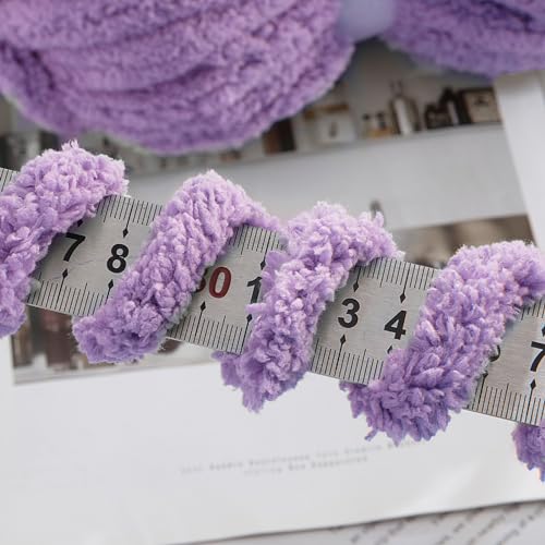 HOMBYS Purple Chunky Chenille Yarn for Hand Knitting,Fluffy Soft Jumbo Yarn Crocheting,Super Bulky Big Yarn for Chunky Blanket,Large Thick Arm Knitting Yarn,8 Pack Plush Yarn - color: Purple