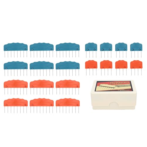 Rengue Knit Blocking Comb Set, Stainless Steel Pins for Knitting and Crochet, Flexible Tools for Lace Projects, 20 Piece Set