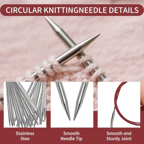 Soosui 2.0 mm Circular Knitting Needles US0, 47 inches/120 cm Curved Tail | For Beginners, Knitting Shawls, Scarves, Blankets, Large Projects - size: US0/2.0mm