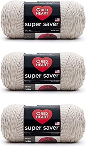 Red Heart Super Saver Yarn for Crocheting & Knitting, Oatmeal, 3-Pack - color: Oatmeal, size: 3-Pack