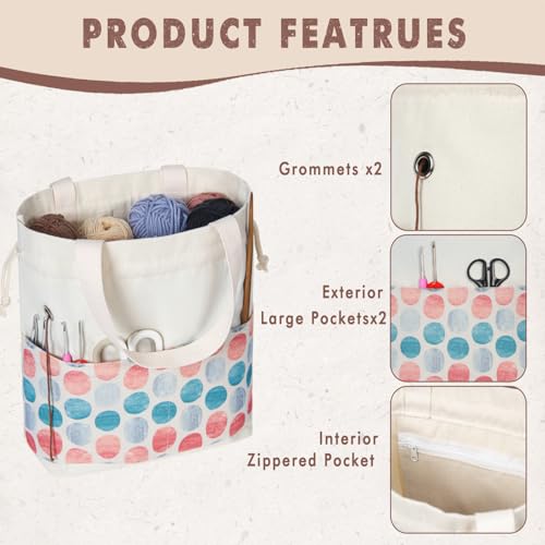 TOGETRUE Yarn Bag, Knitting Crochet Tote Bag, Yarn Storage Bags Organizer, Crochet Bags for Crocheting Project, Store Skein Ball, Short Knitting Needle (Point Shape) - color: Point Shape, size: Small