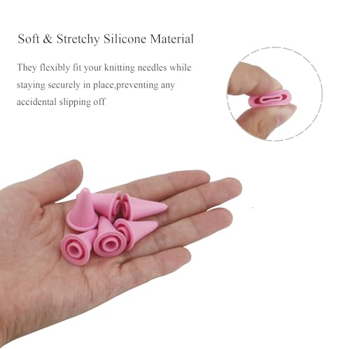 8pcs Knitting Needle Stoppers, Pink Large Silicone Knitting Needle Point Protector Needle Tip Cap Stitch Stopper Protector Cover Knitting Accessories Supplies for Knitting Needle, SATONBEYI - color: Pink, size: Silicone-Large-8P