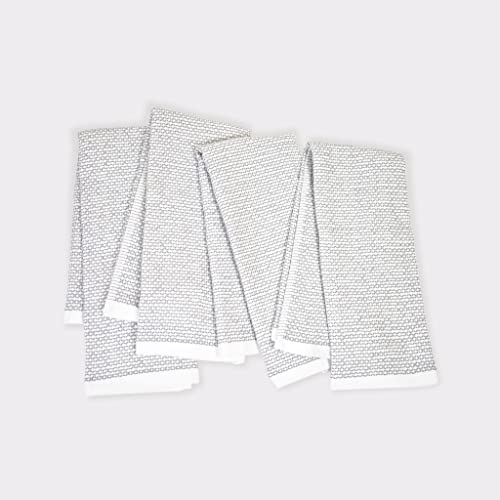 Realm 17" x 27" 100% Cotton Kitchen Towel (4 Pack) | Dobby Textured Pebble Grey | Soft, Plush & Absorbent with Solid White Backing - color: Pebble Grey, style: Dobby Kitchen Towel