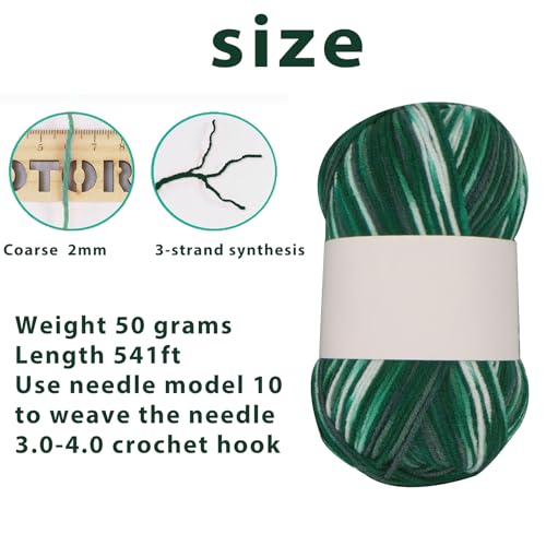 Threads for Knitting Yarn Crochet Yarn Rainbow for Crocheting Knitting Projects(Moss Green) - color: Moss green