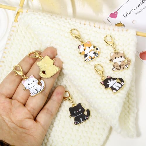 DoreenBeads Stitch Markers for Crocheting and Knitting | Alloy Enamel Crochet Marker Crochet Gifts for Knitting Weaving Sewing Accessories Quilting Jewelry Making - color: Cats Sitting Upright