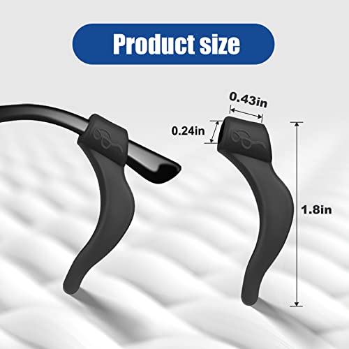 SMARTTOP Eyeglass Ear Grips -20 Pairs eye glasses ear grippers Anti-slip Holder, Silicone Ear Hook, glasses ear grip Sleeve Retainer for Sports Glasses, Sunglasses Reading glass - color: Us-s-22a-blck