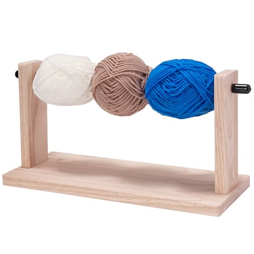 MARKVILLE 13" Wooden Yarn Holder for Crocheting & Knitting Accessories | Yarn Dispenser Ribbon Holder Organizer Rack, Large Skein Small Yarn Ball Holder Fabric Ribbon Storage Arts & Crafts Supplies