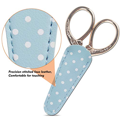 Embroidery Scissors with Leather Cover 3.6 inch Sewing Craft Sharp | Crochet Scissors for Fabric Cutting Paper Crafting Office Sewing Handicrafts Tool Small Sewing Scissors - color: Gold