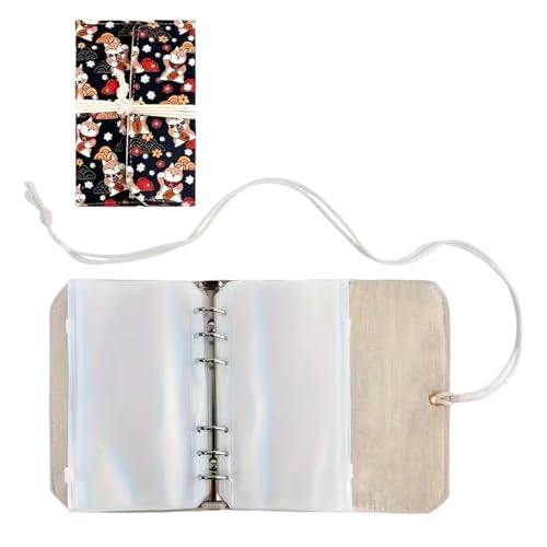 Knitting Needle Case, needle storage case with Detachable 6 Hole PVC Binder Pocket for Knittings Yarn Craft Tool Storage knitting needles organizer - color: black cats