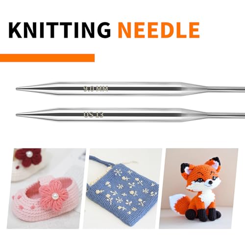 Soosui 9.0 mm Circular Knitting Needles US13|32 inches/80 Centimeters Long | Circular Knitting Needle, Made of Metal, Suitable for Weaving Scarves, Blankets, etc. - size: US13/9.0MM