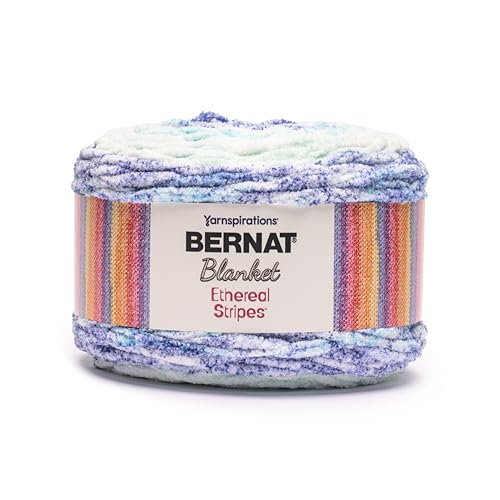 Bernat Blanket Ethereal Stripes Soft Yarn for Crocheting, Lagoon 2-Pack | #6 Super Bulky Yarn, 100% Polyester, Self-Striping Blanket Yarn for Crochet, Knitting & Crafts, 220yds, 300g/10.5oz per skein - color: Lagoon