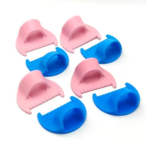 8 Pack 3MM/4MM Hand Sewing Gauge Ruler for DIY Sewing,Stitch Guide Edge,Stitching Locking,Finger Guide Ruler (4 Pink + 4 Blue)