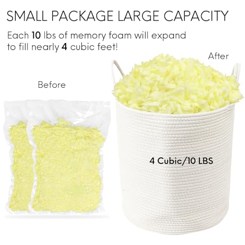15LBS Bean Bag Filler, Shredded Memory Foam Beanbag Filling Pillow Stuffing | Bean Bag Refill for Couch Cushion Stuffed Animals Dog Bed Chair Arts Crafts - color: Yellow, size: 15 LBS