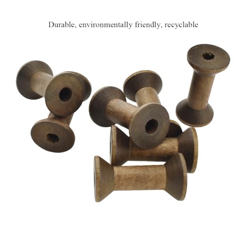HAHIYO 1.6Inch/4cm 7PCs Vintage Coffee Color Wood Spool - Retro Unfinished Wooden Thread Spools for Textile Wire Weaving Ribbon Crafts DIY Art Education - Smooth, Rotatable Bobbins - color: Retro Coffee Color, size: 1.6Inch-7P