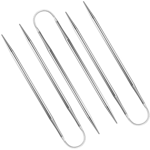 3.25MM Double-Pointed Flexible Knitting Needles 3-Piece Set, 9 Inch/23cm Circular Knitting Needles Stainless Steel Needles for Small Projects DIY Knitting - size: Size US 3 (3.25mm)
