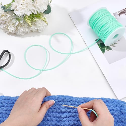 CRASPIRE 54.68 Yards 2mm Hollow Pipe Rubber Tube Cords Barber Cord for Knitting Stitch Holder Tubing 1mm Hole Rubber Cord with Spool Aquamarine for Bracelet Jewelry Making DIY Crafts Bead Creation - color: Aquamarine